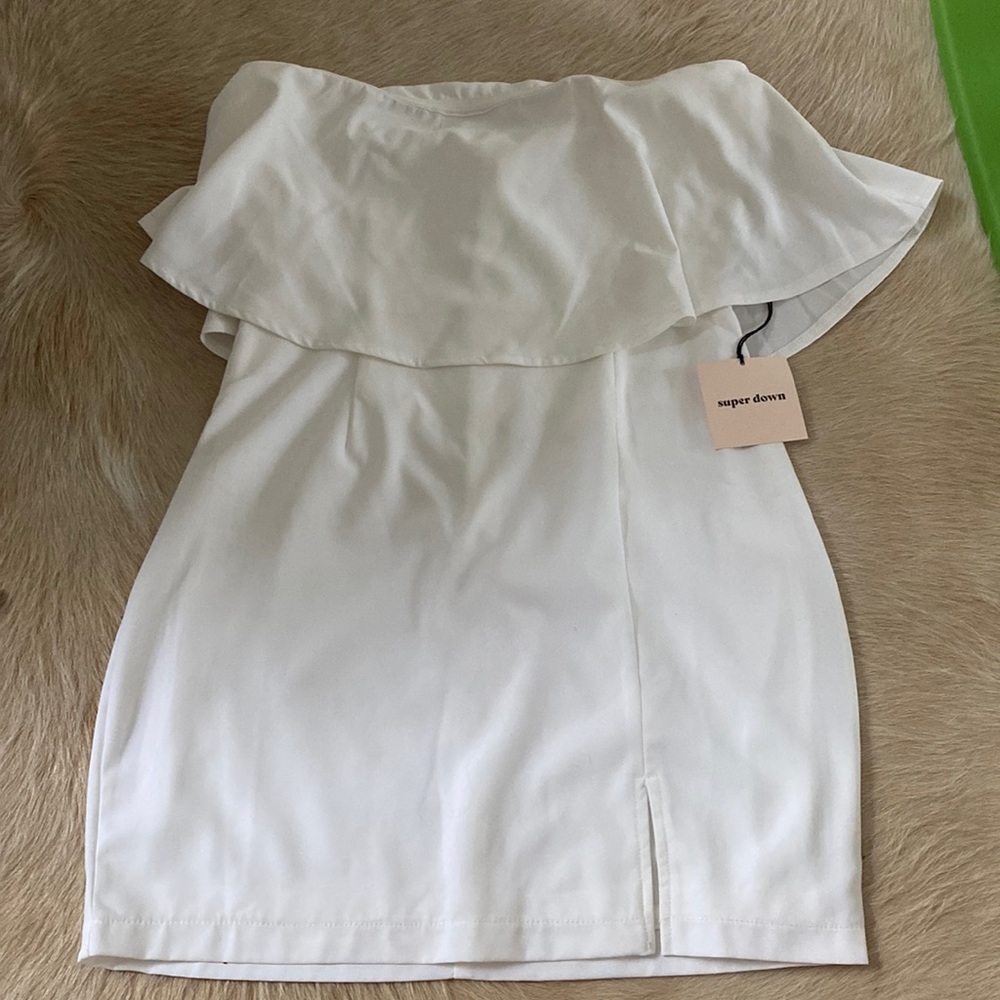 Superdown white strapless bodycon